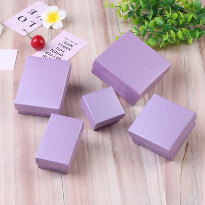 24pcs Square Jewelry Packaging Box 9*7cm Purple paper Necklace Ring Earrings Bracelet Gift Box for Valentine's Day High Quality