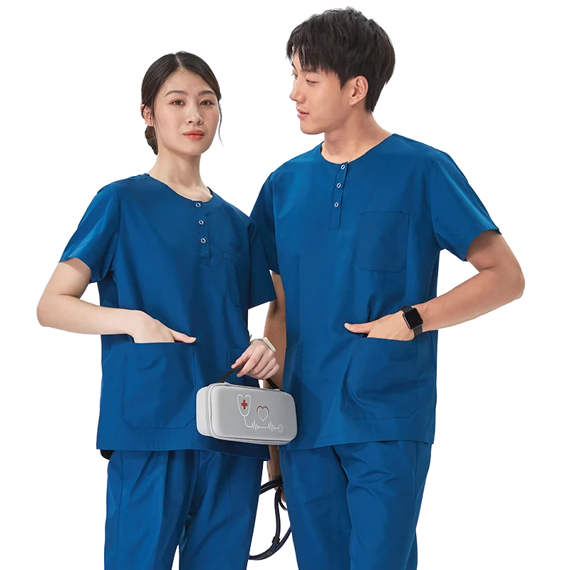 Women Stretch Nursing Uniforms Soft Clinical Scrub Set Quick-Dry Doctor Dust-proof Workwear Medical Scrubs Top+ Pants on Sale