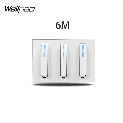 1 2 3 Gang Way Stair Cross Pass White Glass Switch DIY AU US 118*75mm 153*75mm 191*75mm Fan Dimmer Retro Switch with LED Wallpad