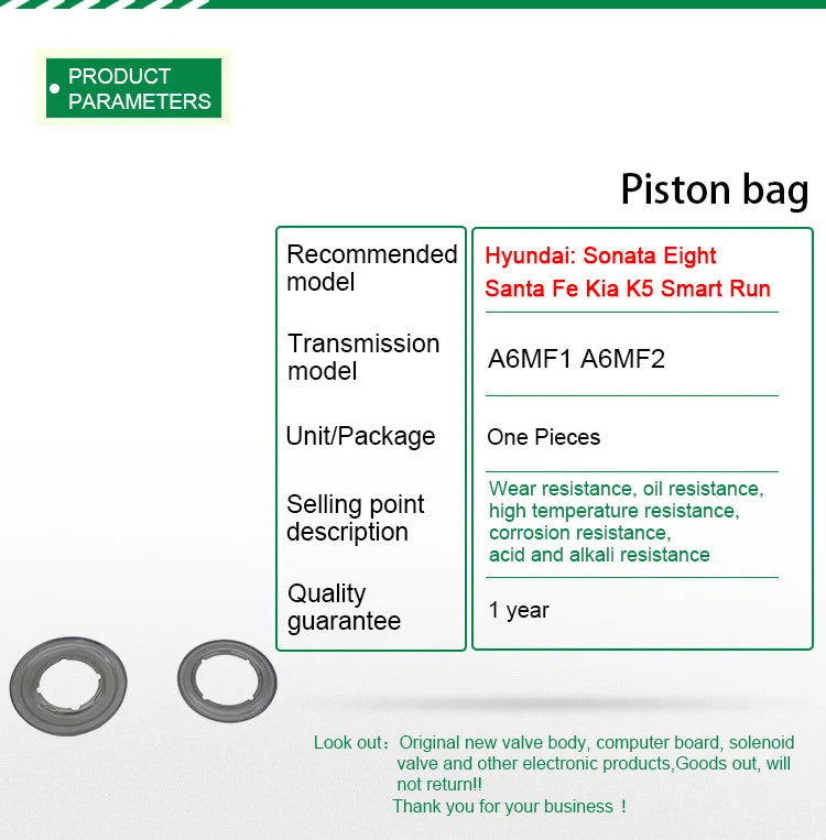 Hot New A6MF1 A6MF2 Driveline Piston Kit for Hyundai Kia Gear Boxes Piston Overhaul Kit Vehicle Parts Accessories
