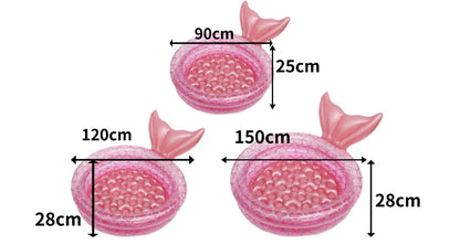 Ins Thickened PVC Inflatable Mermaid Pool Household Baby Toddler Swimming Pool, Ocean Ball Pool