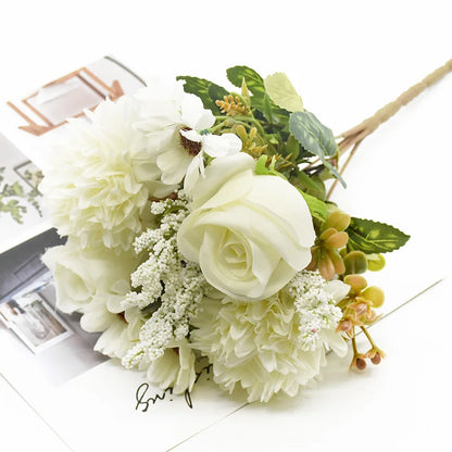 1 Bunch Rose Chrysanthemum Combination Bouquet High Quality Artificial Flowers Home Decor Autumn Decoration Diy Wedding Festival