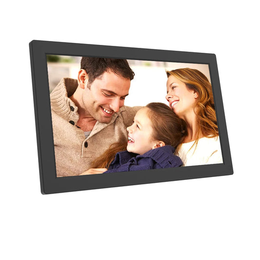 Cadre photo numérique IPS 15,6 pouces (1920 x 1080 pixels) avec lecteur de carte SD et télécommande.