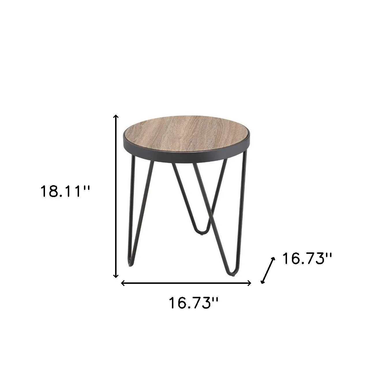 HMS 18\" Solid Wood Round End Table in Black and Brown for Living Room Furniture