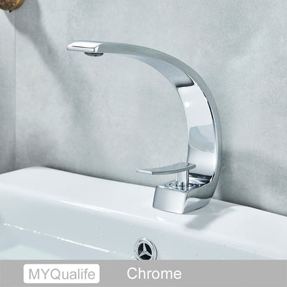 Chrome Basin Faucet  Washing Basin Mixer Deck Mounted Cold and Hot Bathroom Faucet
