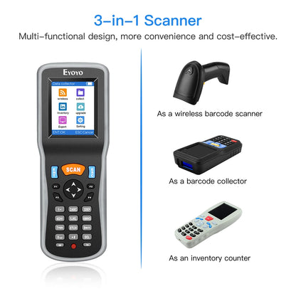 Scanner de codes-barres sans fil 1D Eyoyo, lecteur de données portable pour entrepôt, compteur d'inventaire.