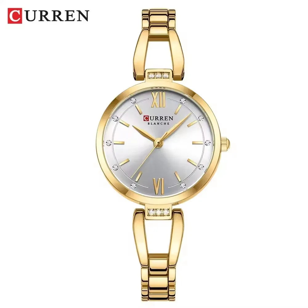 CURREN 9092 Luxury Bracelet Women's Watches Elegant Gold High Quality Stainless Steel Waterproof Female Quartz Wrist Watch