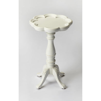 HMS 20\" Cottage White Wood Floral Top End Table for Living Room Furniture