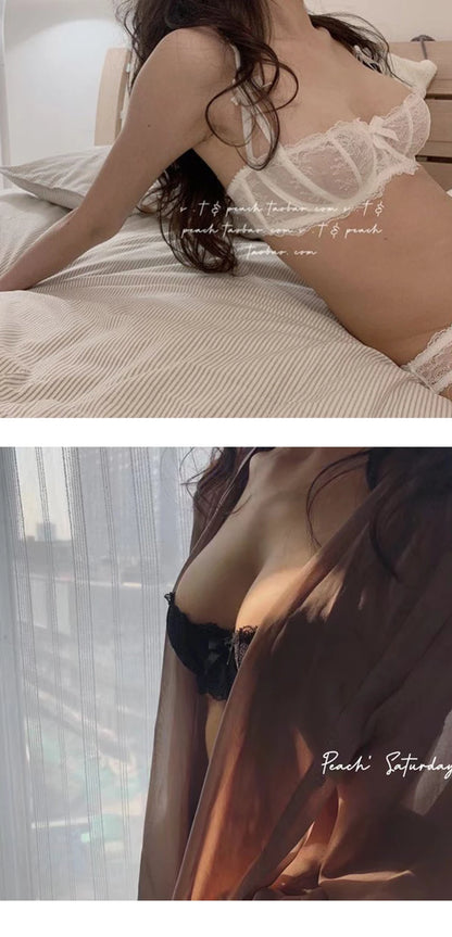 Half Cup Bras For Women Sexy Lingerie Plus Size Transparent Balconette Embroidery See Through Lace Bra Top Red Pink White Black