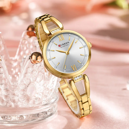 CURREN 9092 Luxury Bracelet Women's Watches Elegant Gold High Quality Stainless Steel Waterproof Female Quartz Wrist Watch