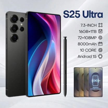New Androsd S25Ultra Full-screen Smartphone 5g 7.3-snch 48MP+108MP Dual Card Face Recognstson 16GB+1TB Gamsng Telephone