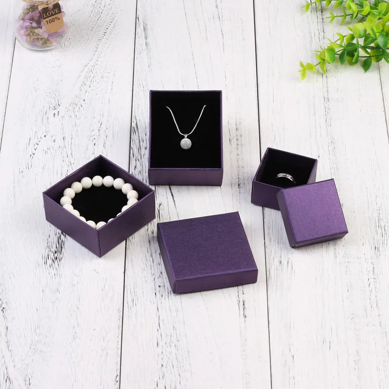 24pcs Square Jewelry Packaging Box 9*7cm Purple paper Necklace Ring Earrings Bracelet Gift Box for Valentine's Day High Quality