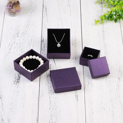 24pcs Square Jewelry Packaging Box 9*7cm Purple paper Necklace Ring Earrings Bracelet Gift Box for Valentine's Day High Quality