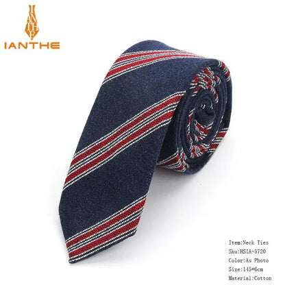 Fashion Tie Classic Men's Stripe Necktie Casual Cotton Suits Bowknots Neck Ties Male Business Skinny Slim Ties Colourful Cravat