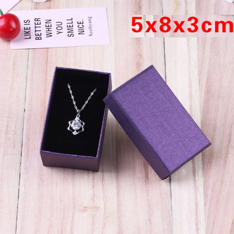 24pcs Square Jewelry Packaging Box 9*7cm Purple paper Necklace Ring Earrings Bracelet Gift Box for Valentine's Day High Quality