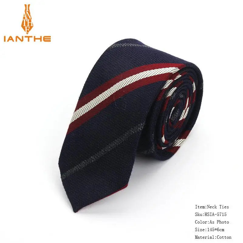 Fashion Tie Classic Men's Stripe Necktie Casual Cotton Suits Bowknots Neck Ties Male Business Skinny Slim Ties Colourful Cravat