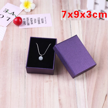 24pcs Square Jewelry Packaging Box 9*7cm Purple paper Necklace Ring Earrings Bracelet Gift Box for Valentine's Day High Quality