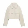 KAR&OT ZA 2024 Autumn and Winter New Fashion Snap Button Closure Flap Pockets Decorated Fleece Short Jacket 4341843