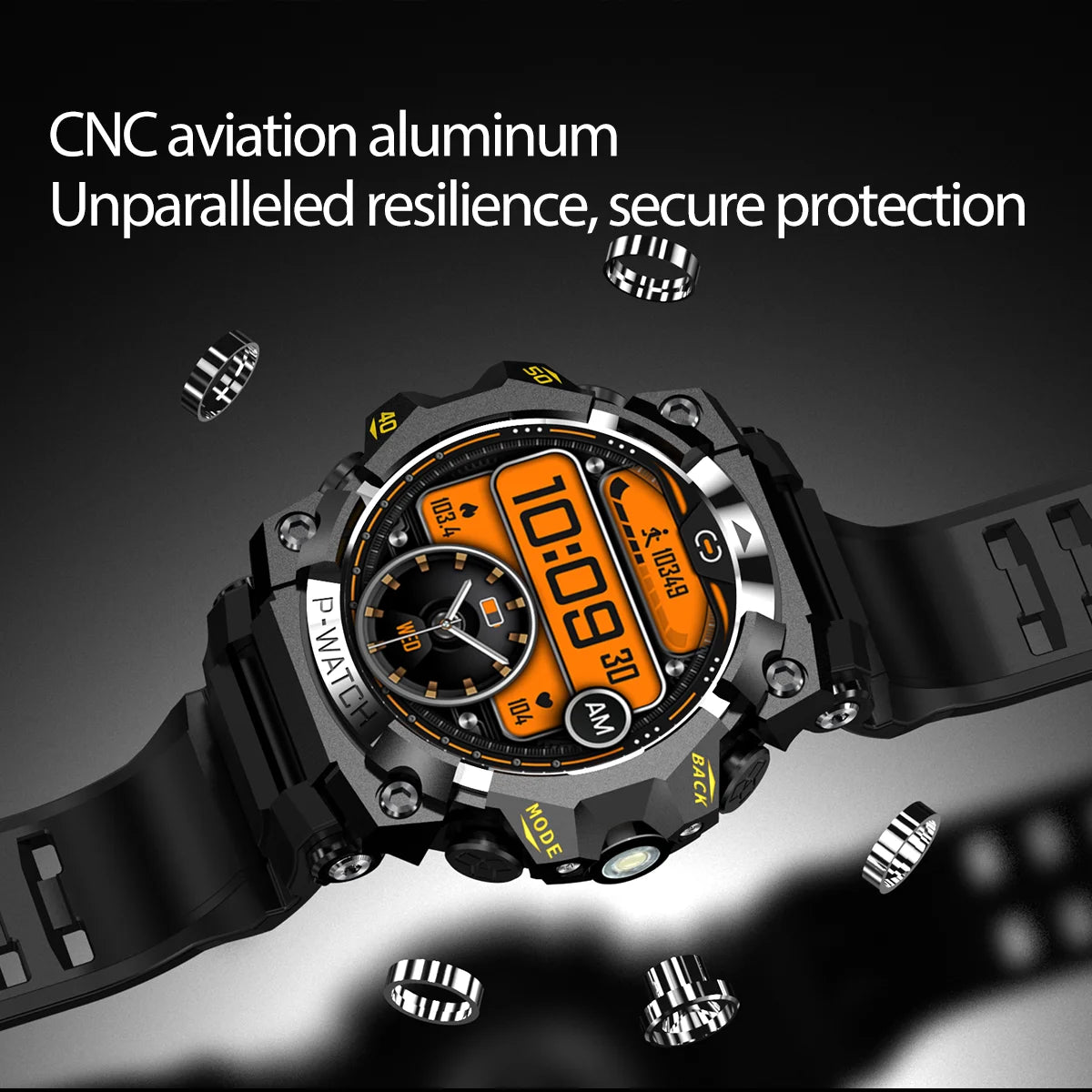 Montre connectée PG222 2025 pour sports outdoor : GPS, boussole, étanche IP68, tracker d'activité, compatible iPhone/iPad, commande à distance et appels.