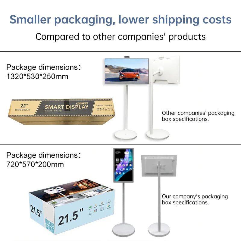 Téléviseur intelligent 32 pouces avec support, sans fil, rechargeable, pivotant et grand écran, idéal pour la salle de bain et la télévision interactive.