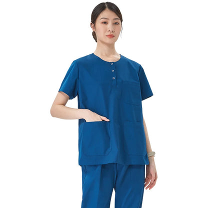 Women Stretch Nursing Uniforms Soft Clinical Scrub Set Quick-Dry Doctor Dust-proof Workwear Medical Scrubs Top+ Pants on Sale
