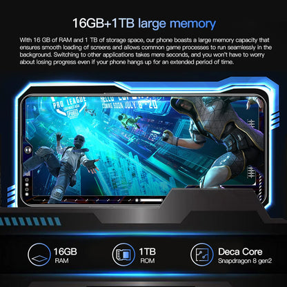 New Product 7.3 Inch 16GB+1TB 6800 MAh 5G Smartphone t Echno Phone Original Povo 5 Pro Mobile Phone Android 13.0 Telephone