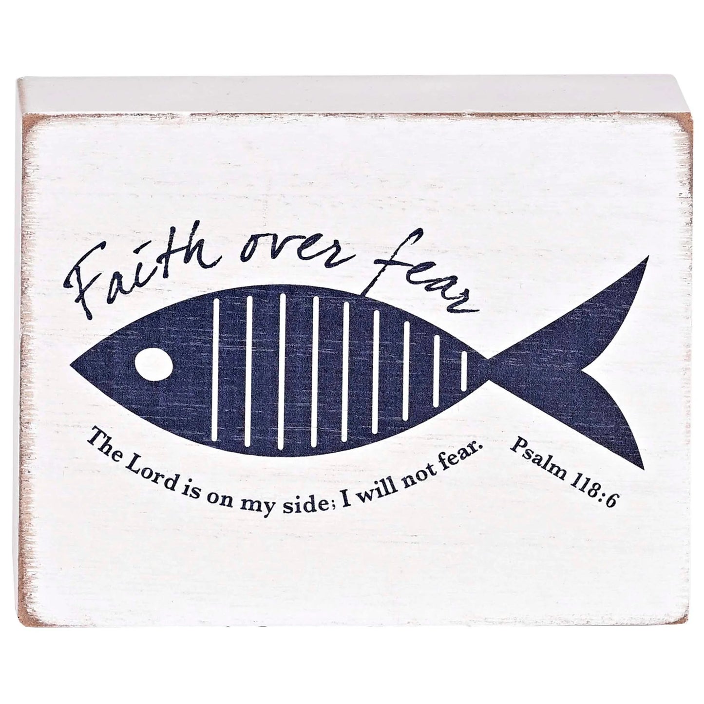 TD Tabletop Faith Over Fear Fish Plaque Elegant Religious Decorative Wall Art