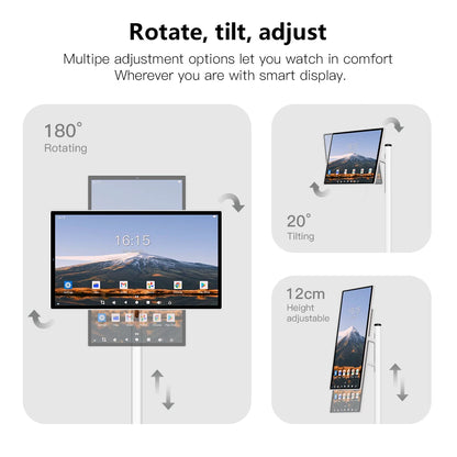 Tablette Android Smart TV tactile avec écran LCD 24 pouces, portable, sans fil et enroulable.