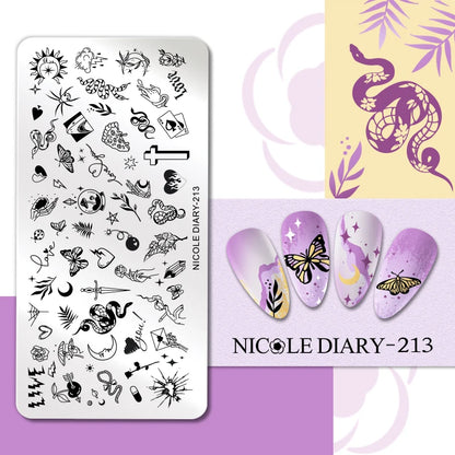 NICOLE DIARY Rose Flower Nail Stamping Plates Image Template Valentine's day Love Heart Printing Stencil Nail Art Manicure Tools