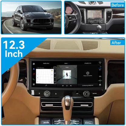 Autoradio multimédia 12,3 pouces avec écran tactile HD et GPS, compatible CarPlay, pour Porsche Macan 2014-2016.