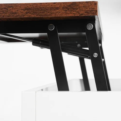 Table basse/table à manger multifonctionnelle FCJ blanche vintage moderne de 80 cm, relevable, pour salon et maison