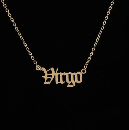 Stainless Steel 12 Zodiac Constellation Necklaces Letter Aquarius Aries Gemini Pisces Leo Sagittarius Pendant Necklace for Women