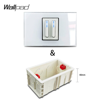 1 2 3 Gang Way Stair Cross Pass White Glass Switch DIY AU US 118*75mm 153*75mm 191*75mm Fan Dimmer Retro Switch with LED Wallpad