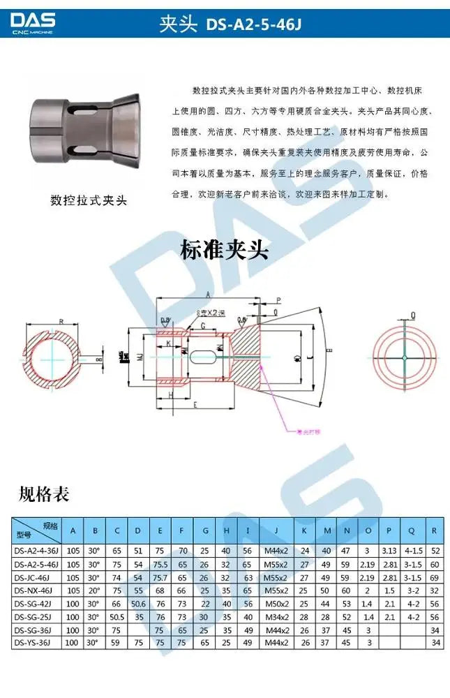 Mandrin à pince pour tour CNC