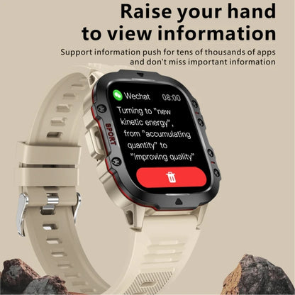 Montre connectée outdoor pour homme, 1,96 pouce, robuste, compatible iPhone et Android, étanche IP68, avec suivi d'activité.