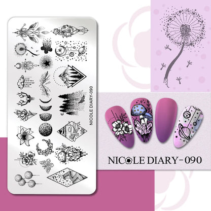 NICOLE DIARY Rose Flower Nail Stamping Plates Image Template Valentine's day Love Heart Printing Stencil Nail Art Manicure Tools
