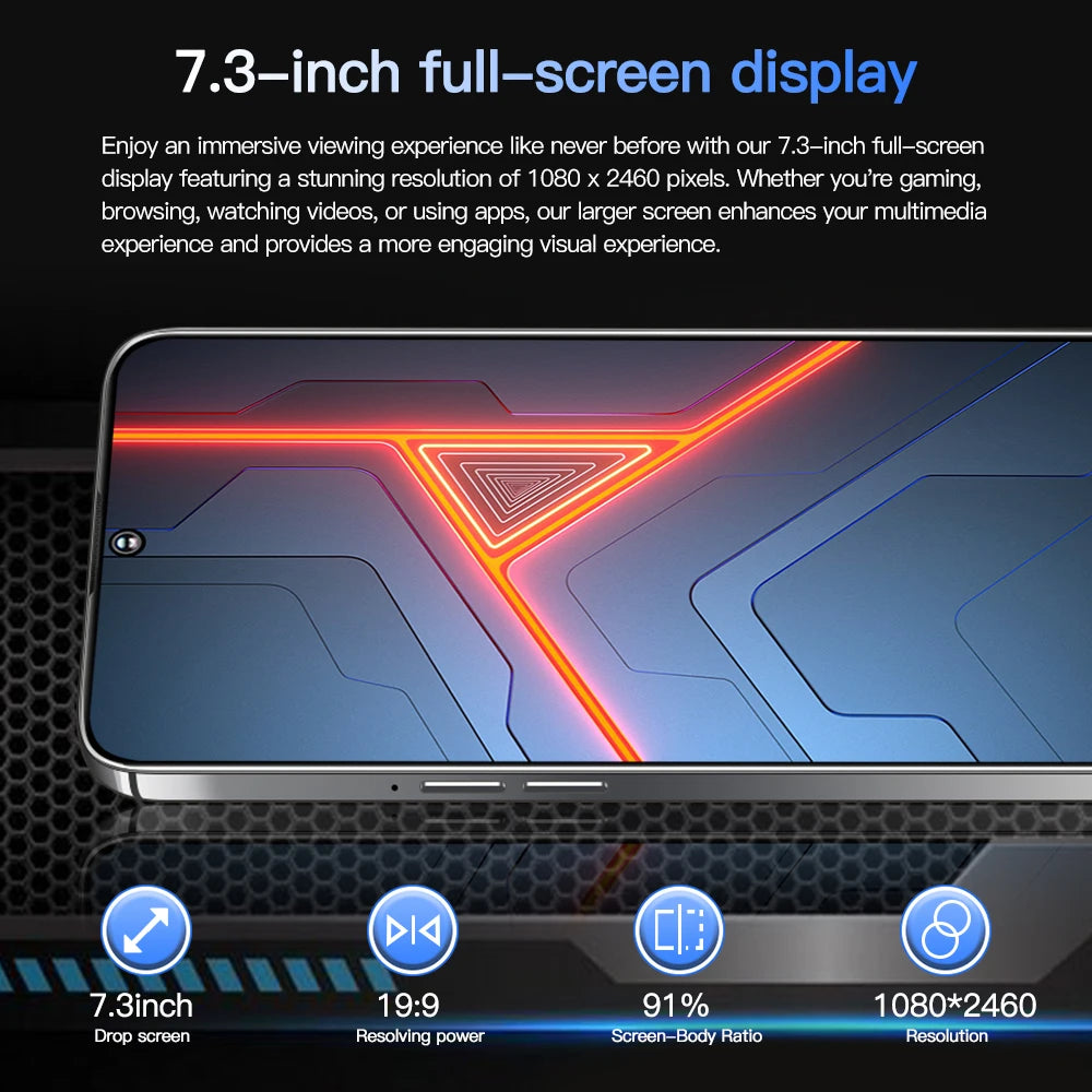 New Product 7.3 Inch 16GB+1TB 6800 MAh 5G Smartphone t Echno Phone Original Povo 5 Pro Mobile Phone Android 13.0 Telephone