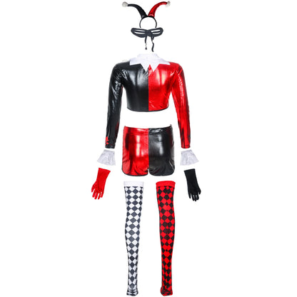 Halloween Patent Leather Clown Costume Cosplay Circus Ball Costume