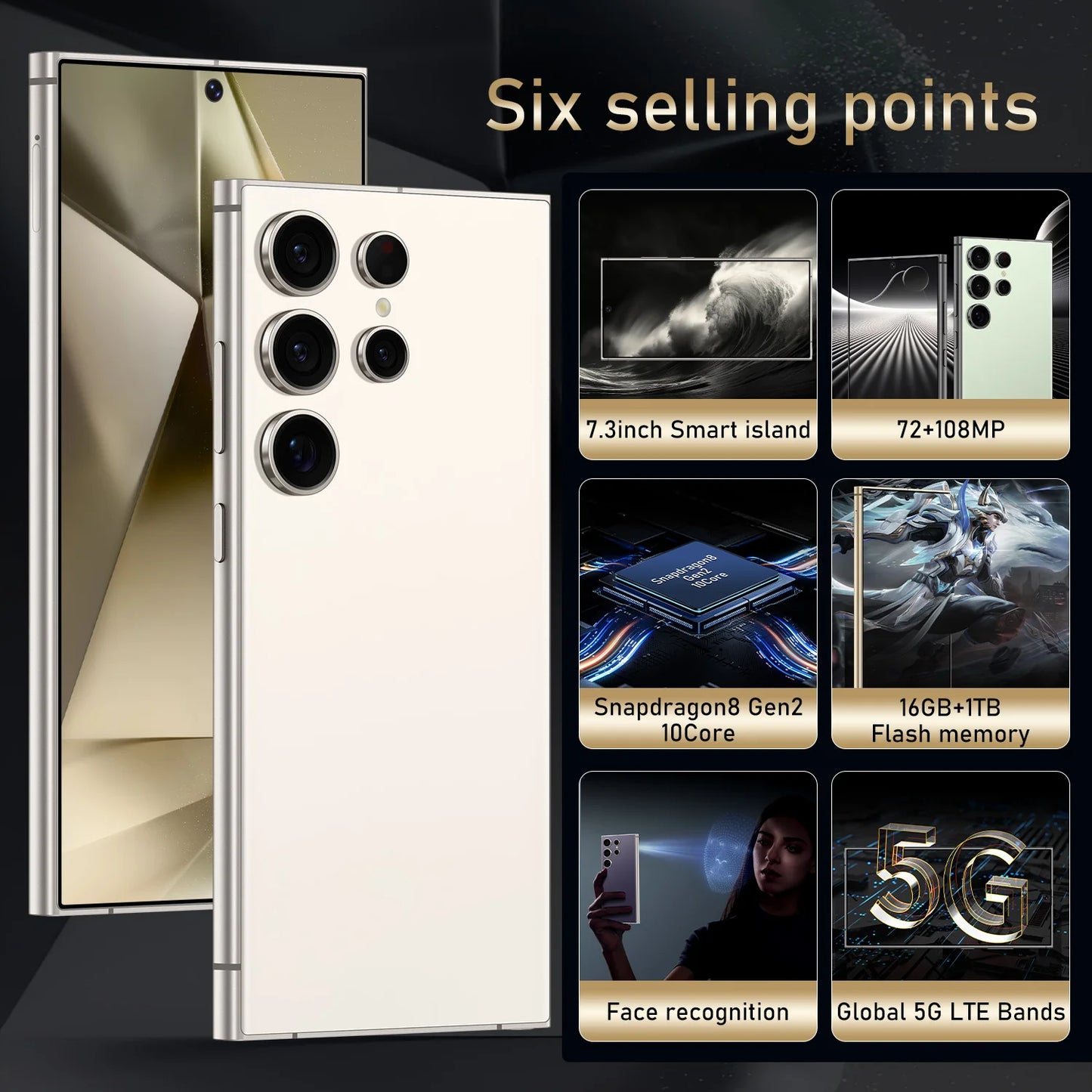 Wholesales S24 Ultra 7.4inch 512GB Telephone Unlock 4G Smartphone Android 14.0 Cell Phone S23 S24 Mobile Phones