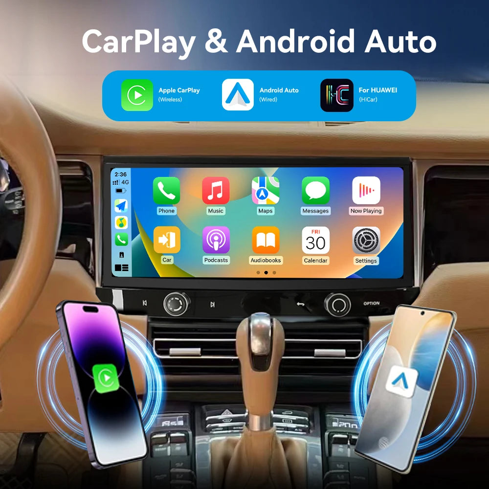 Autoradio multimédia 12,3 pouces avec écran tactile HD et GPS, compatible CarPlay, pour Porsche Macan 2014-2016.