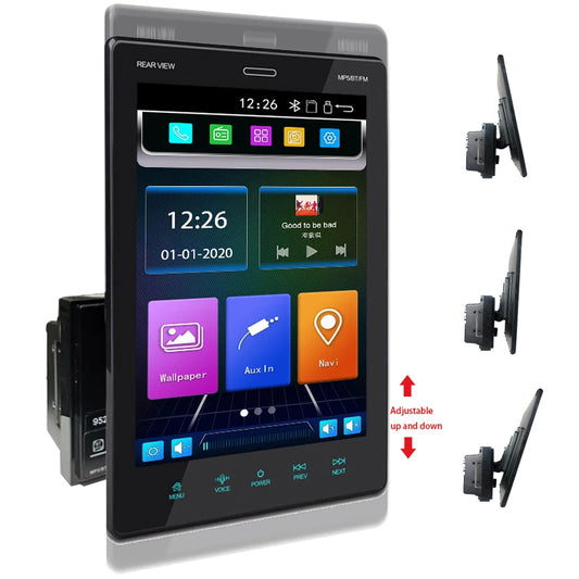 Autoradio MP5 vertical 2 DIN avec écran tactile 9,5 pouces, entrées AUX/USB/FM et fonction Mirror Link