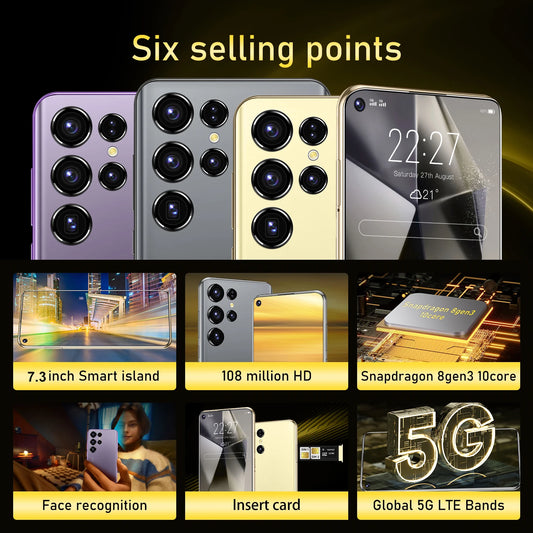 Hot Selling 5G Smartphone S24 S25 Ultra Telephone 7.3 Inch Android Phones Unlocked 16G+1TB Cellphone Mobile Phones 4G 5G