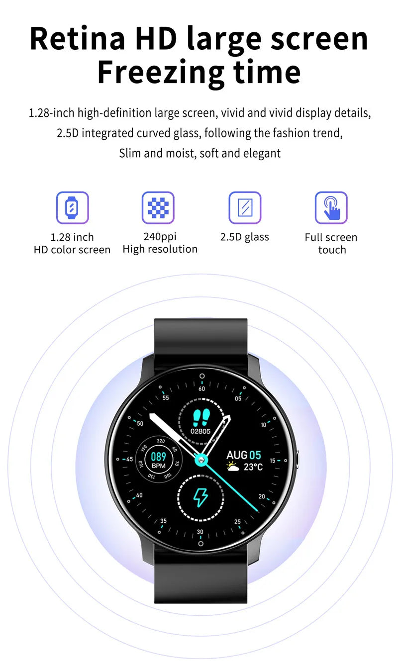 Montre connectée de sport à écran tactile 2024, étanche IP67, avec suivi d'activité et de fitness, compatible Android et iPhone.