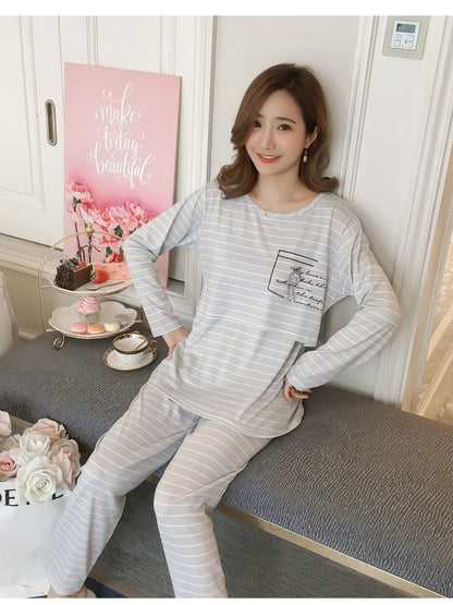 Women Nursing Pyjamas Homewear Spring Autumn Maternity Pajamas Set Cute Breastfeeding Clothes Long-sleeved Pregnancy Sleepwear