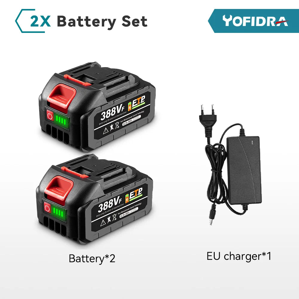 YOFIDRA 928VF 22500mAh Rechargeable Lithium Ion Battery 388VF 15000mAh 128VF Li-ion Battery For Electric Work Power Tool