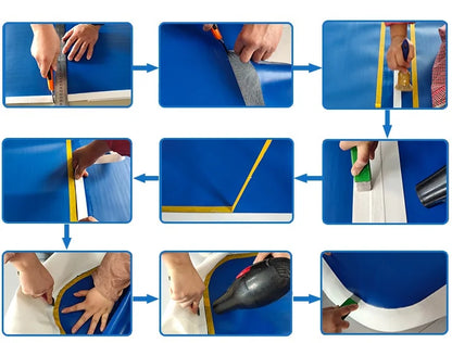 Tapis de yoga gonflable multifonctionnel, idéal pour le yoga, le pilates et les étirements, à la maison ou en extérieur.