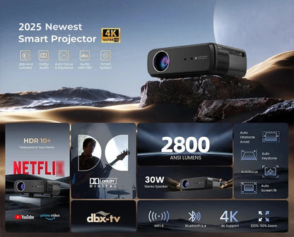 projector Portable 4K UHD HDR10 Home cinema Movie Google TV certified Gaming Outdoor MEMC Dust proof