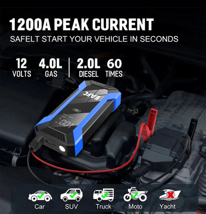 EAFC 12V  Car Jump Starter Power Bank Portable Car Battery Booster ChargerStarting Device Auto Emergency Start-up Lighting