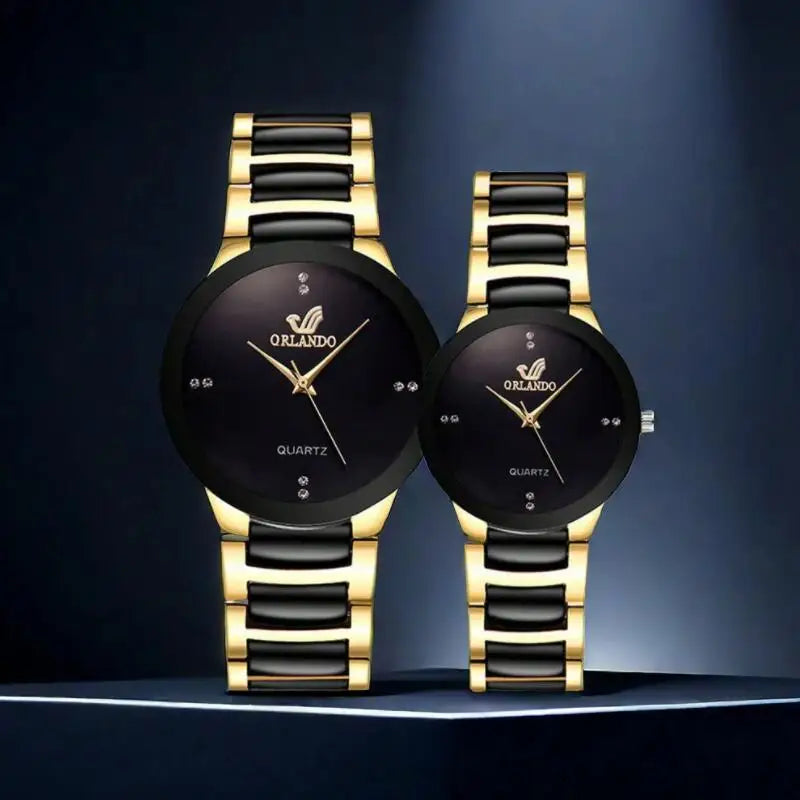 ORLANDO Men Luxury Watches New Arrived Cool Black Gold Quartz Steel Wristwatch Exquisite Masculino Relogio Fashion Clock