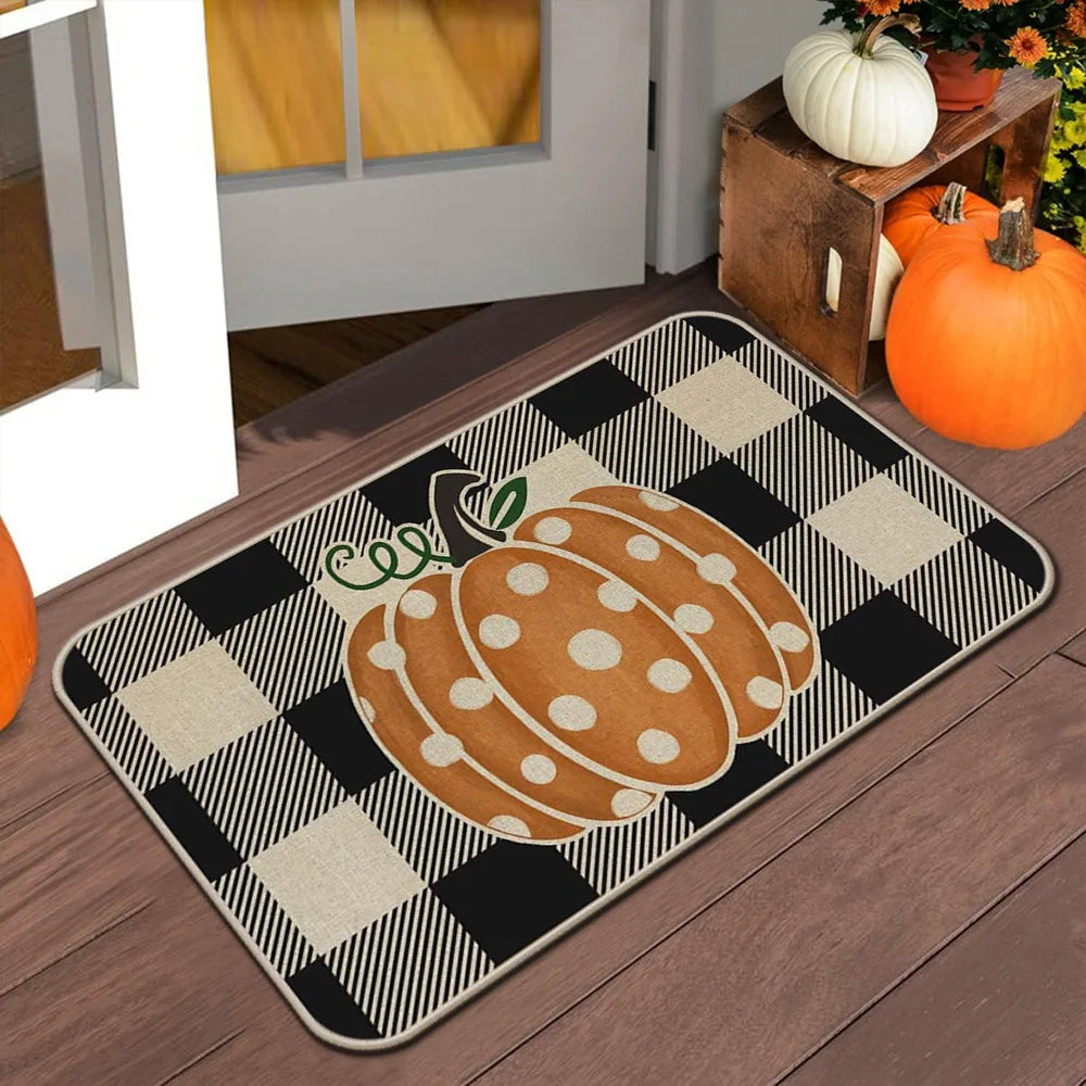 Tapis de porte VIKAMA Halloween Automne Tapis de bienvenue Thanksgiving Tapis antidérapant intérieur/extérieur Décoration intérieure